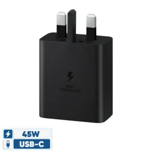 شارژر فست 45 وات سامسونگ مدل EP-T4510 دارای خروجی USB Type-C 3.2، امکان شارژ کردن سریع‌تر موبایل و تبلت با شدت جریان 2.0 آمپر و بالاتر